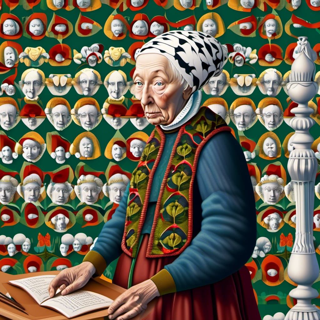 Overwhelmed Granny in Sketchbook Style by Albrecht Durer