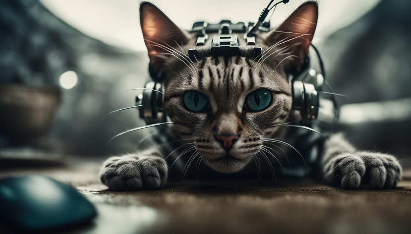 Cyborg Cat and Mouse on Future Planet