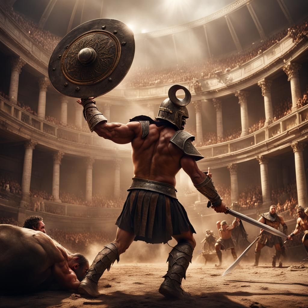 Gladiator and Minotaur in Epic Battle
