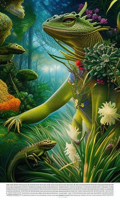 Lizard-Human Hybrid in Mycelium Network, Detailed Art