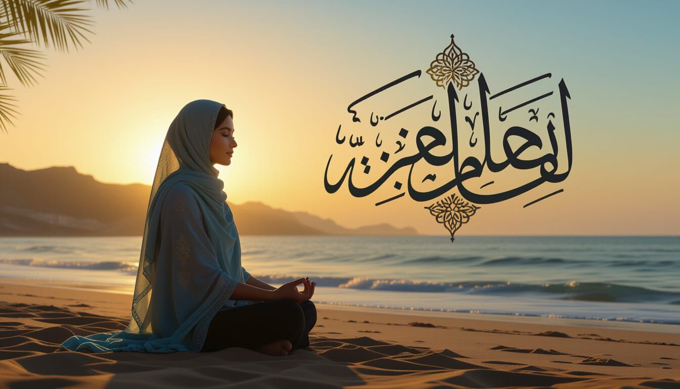 Meditative Silhouette in Warm Desert or Ocean Landscape