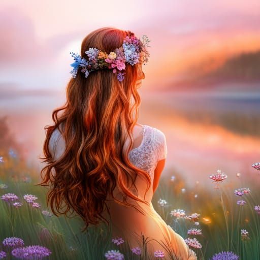 Cottagecore Dreamscape: Rainbows, Creatures, and Sunset