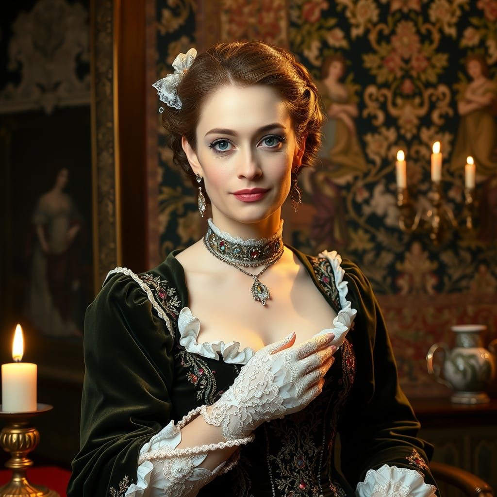 Elegant Renaissance Baroness in Lavish Chamber