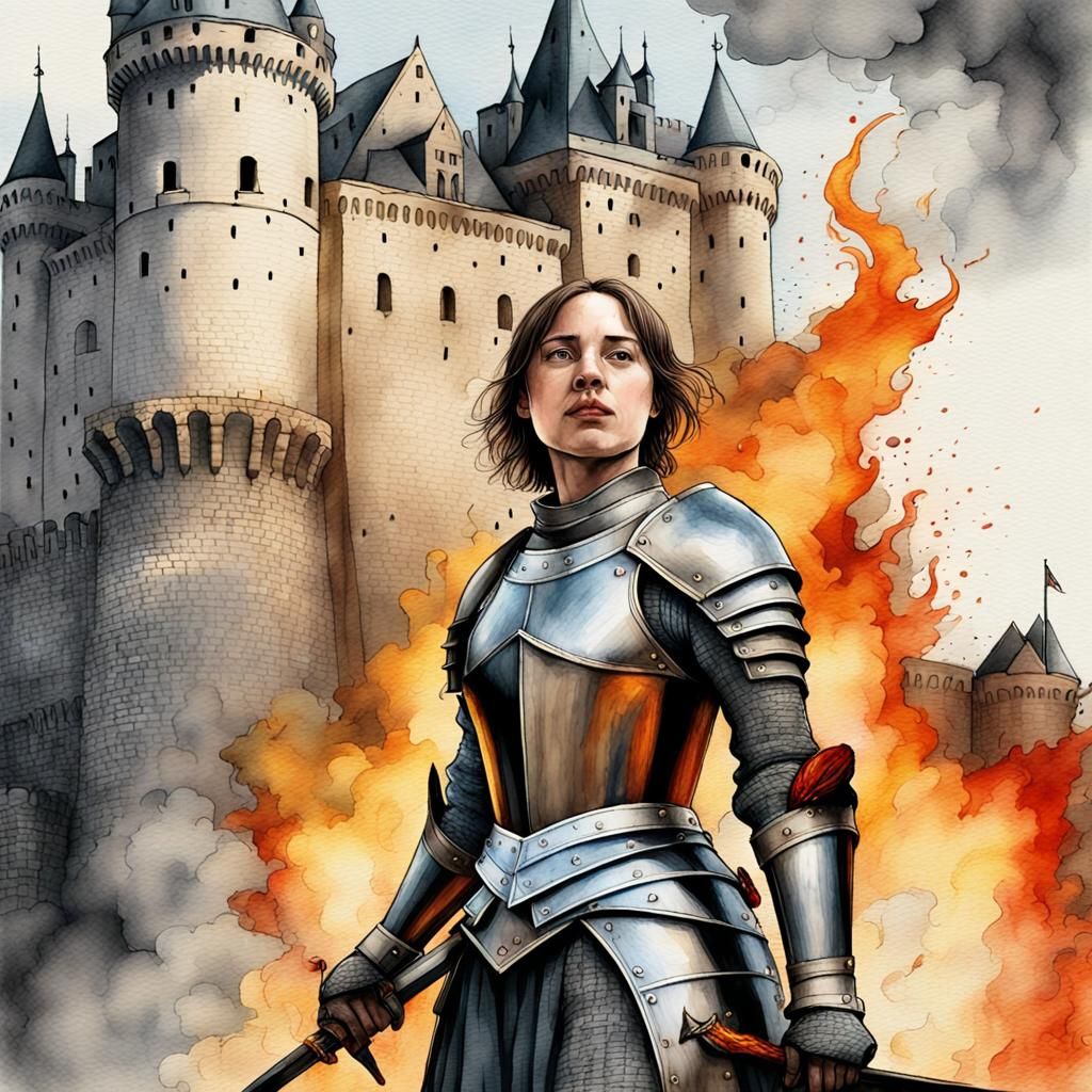 Epic Joan of Arc Portrait in Mixed Media
