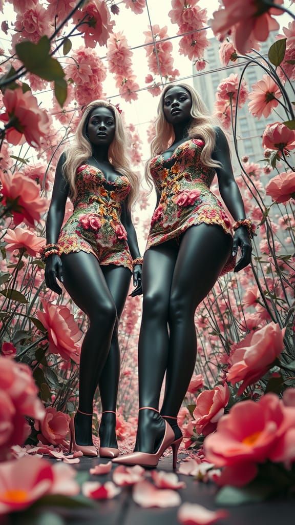 Enormously tall black women with blonde hair, beautiful late...