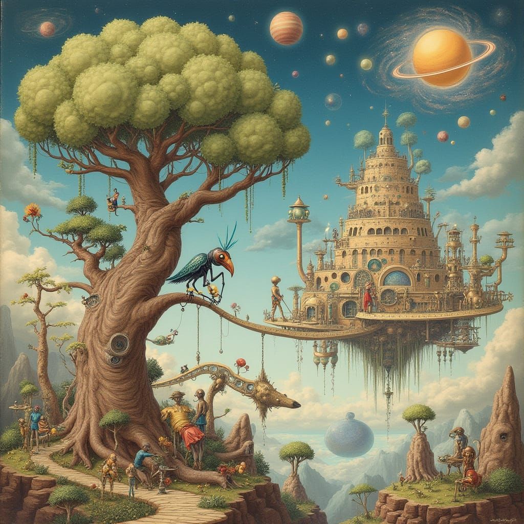 Surreal Alien Ecosystem in Codex Seraphinianus Style