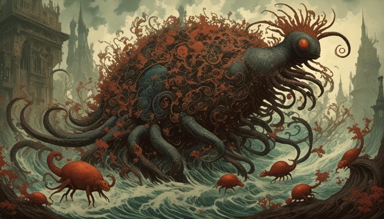 Writhing Draconic Mass in Arcane Fluid