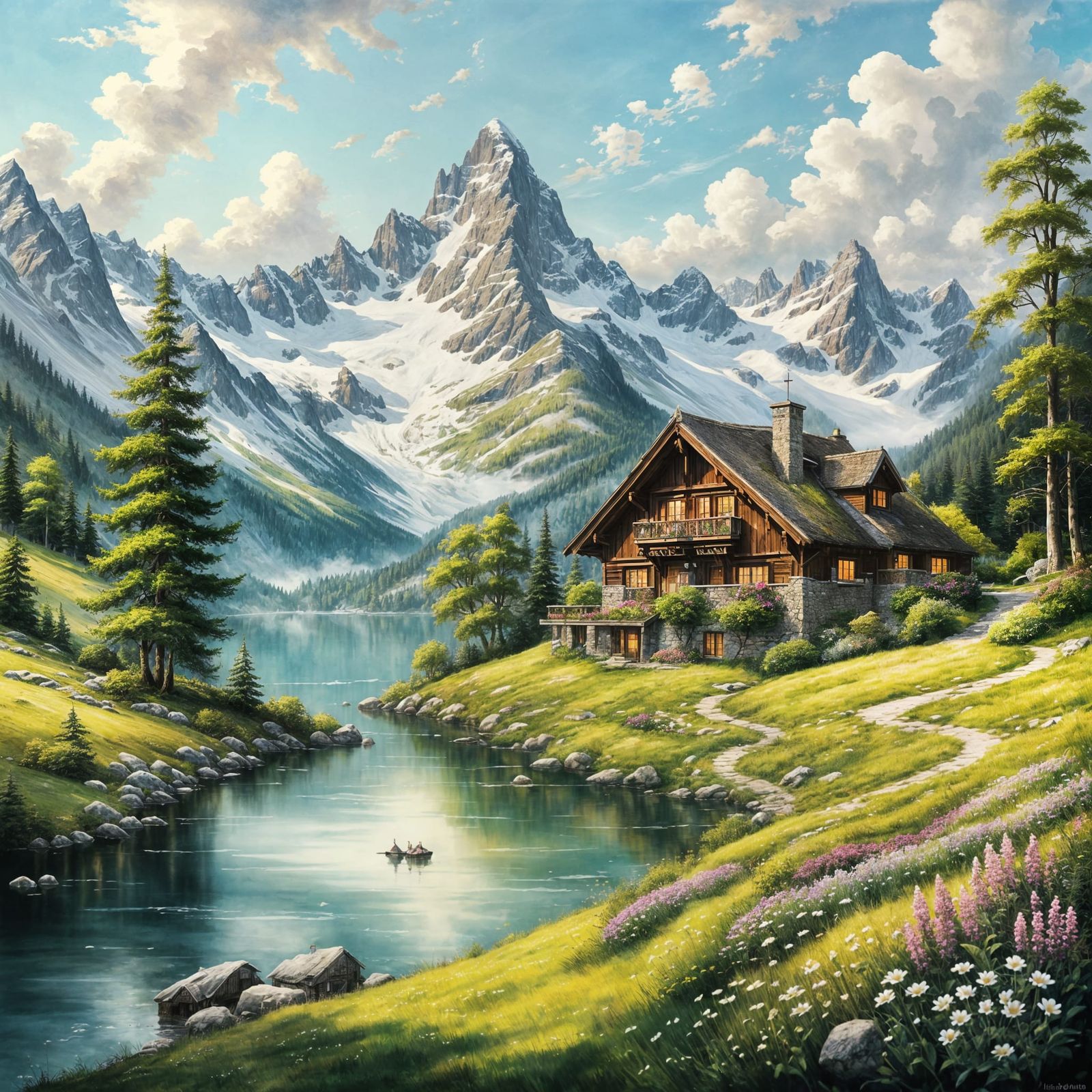 Magical Swiss Alpine Chalet in Rackham Style