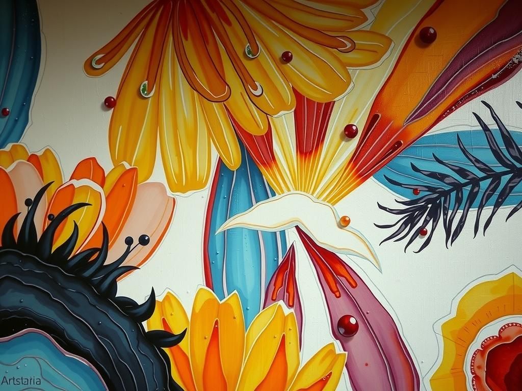 Abstract Spring Flowers in Surrealist Style