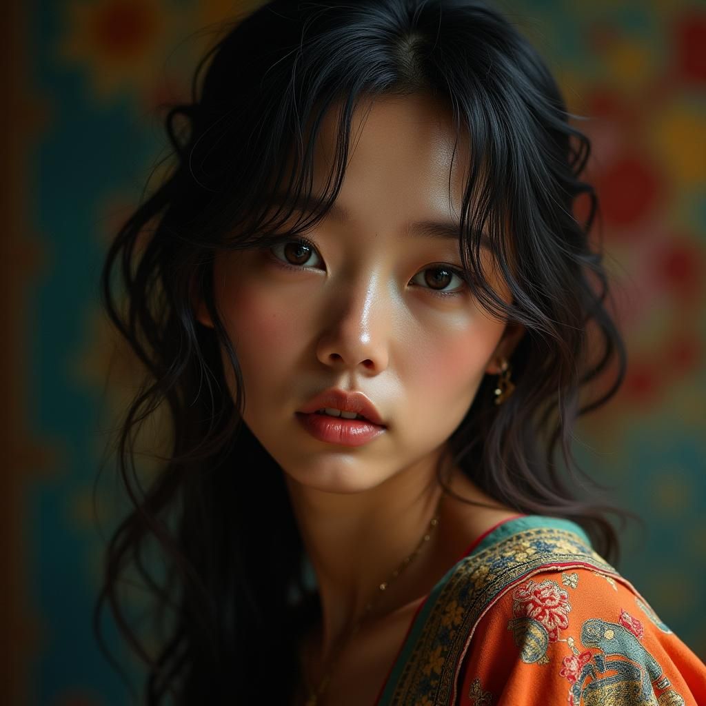 Hyperrealistic Portrait with Intricate Textures and Dramatic...