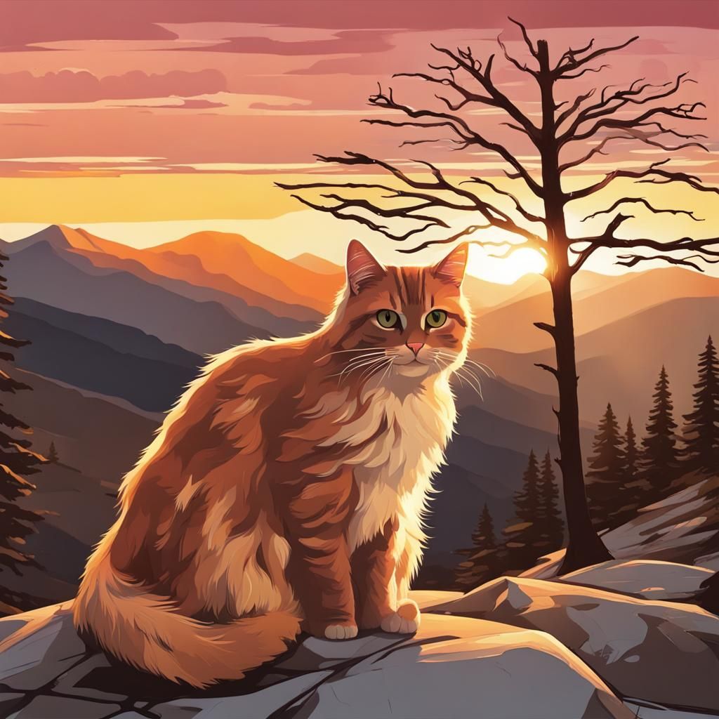 Sunrise Over Mountains Cat