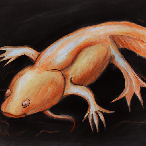 Realistic Chalk Drawing of an Axolotl