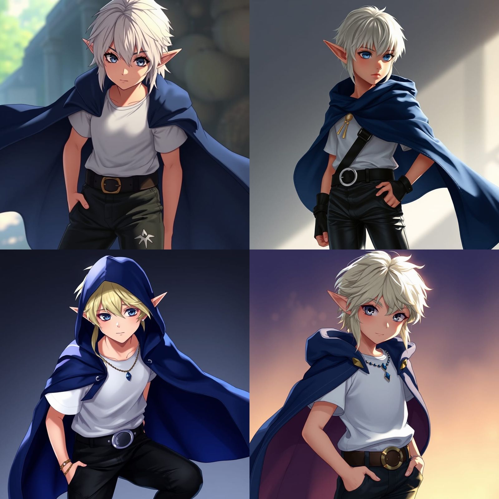 Anime Elf Prince with Platinum Hair in Ghibli Style