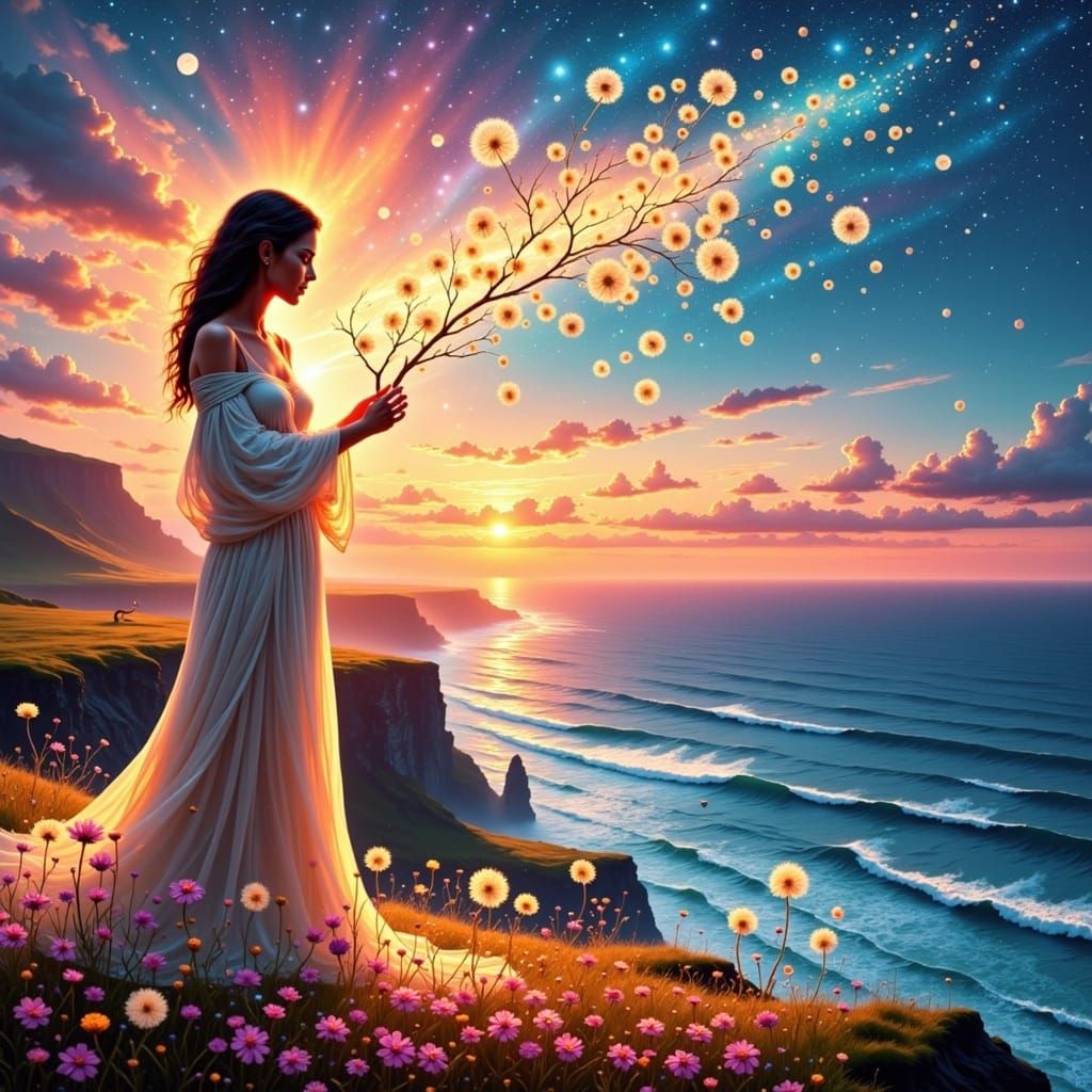 Ethereal Figure Basks in Soft Twilight Glow