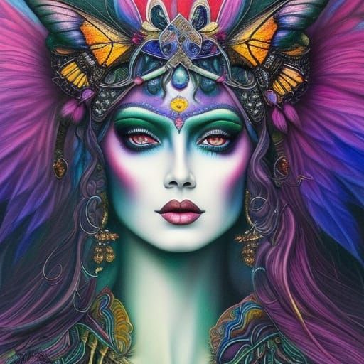 Ethereal Fae Queen in Detailed Pencil Sketch