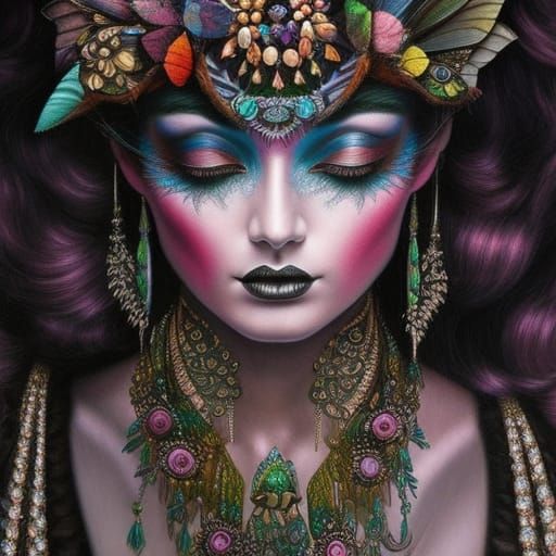 Fae Queen Pencil Sketch in Gothic Art Style