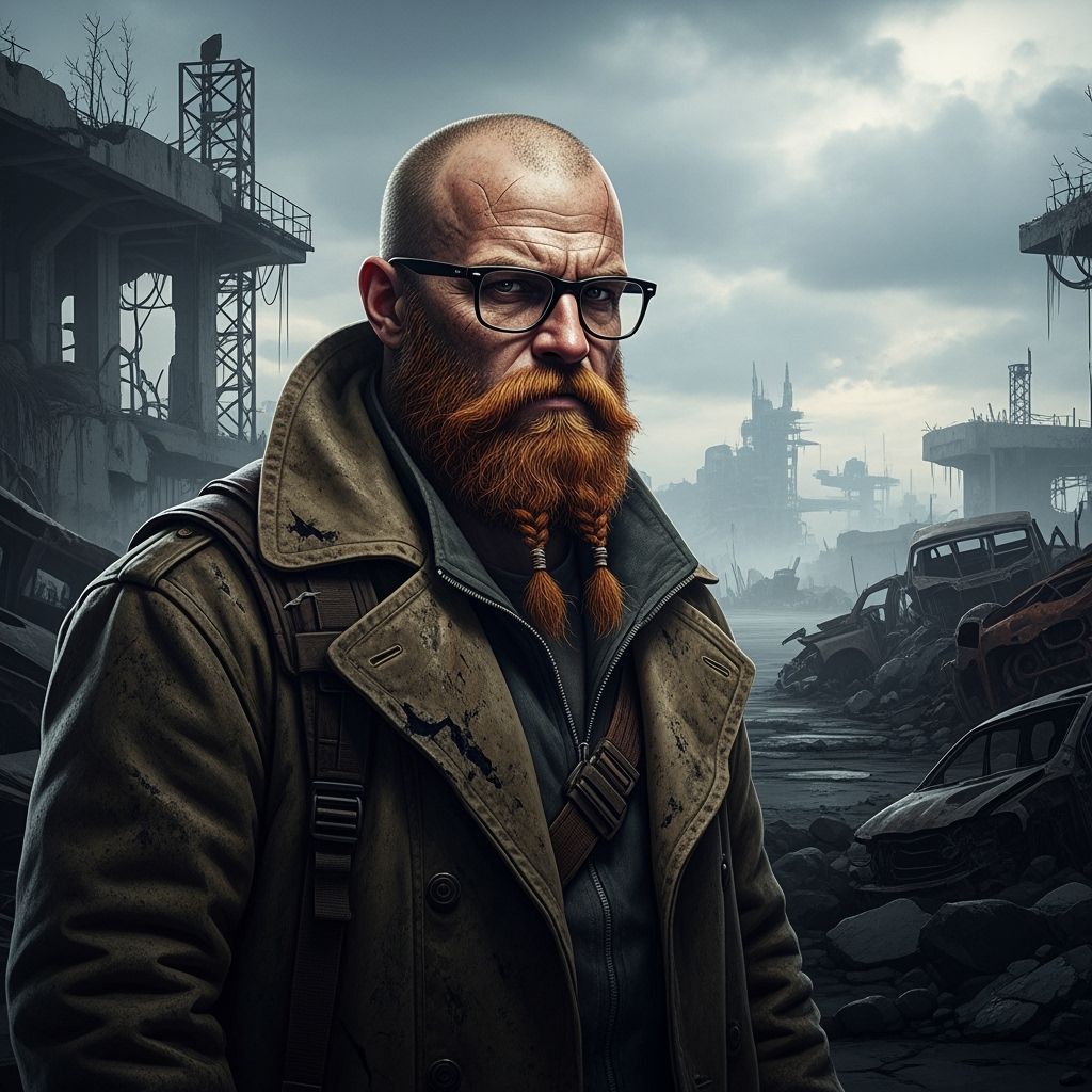 Post-Apocalyptic Man with Ginger Beard in Gritty Realism Sty...