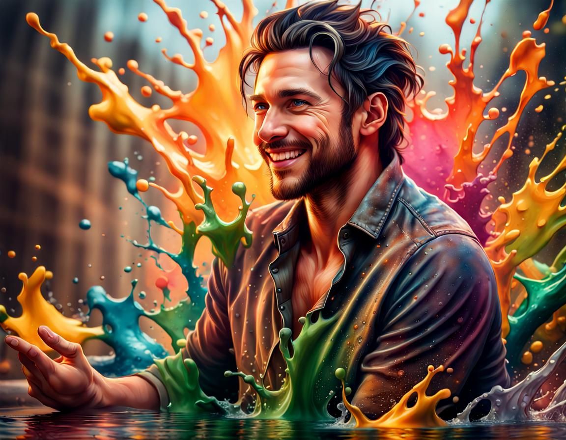 Detailed Hyperrealistic Portrait of a Happy Man