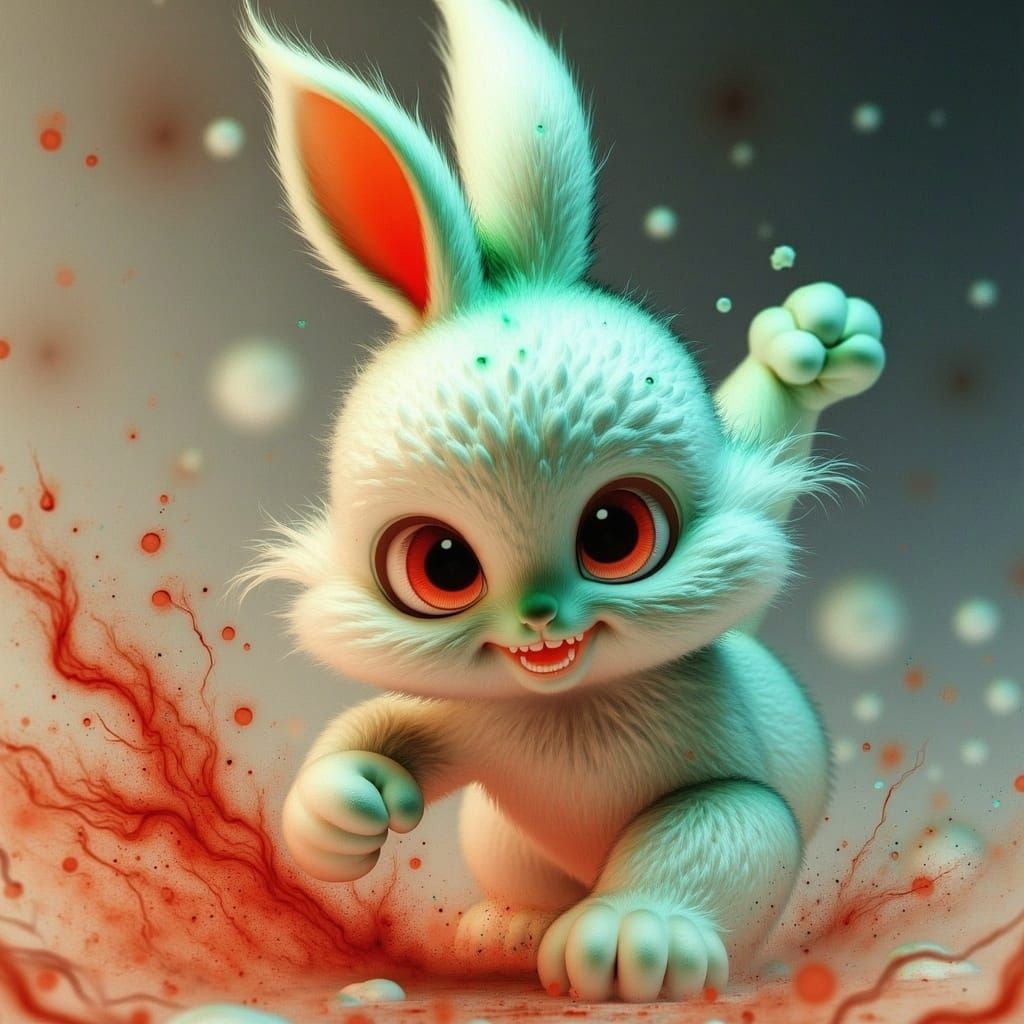 Chibi Bunny Karate Master in Dark Fantasy Style