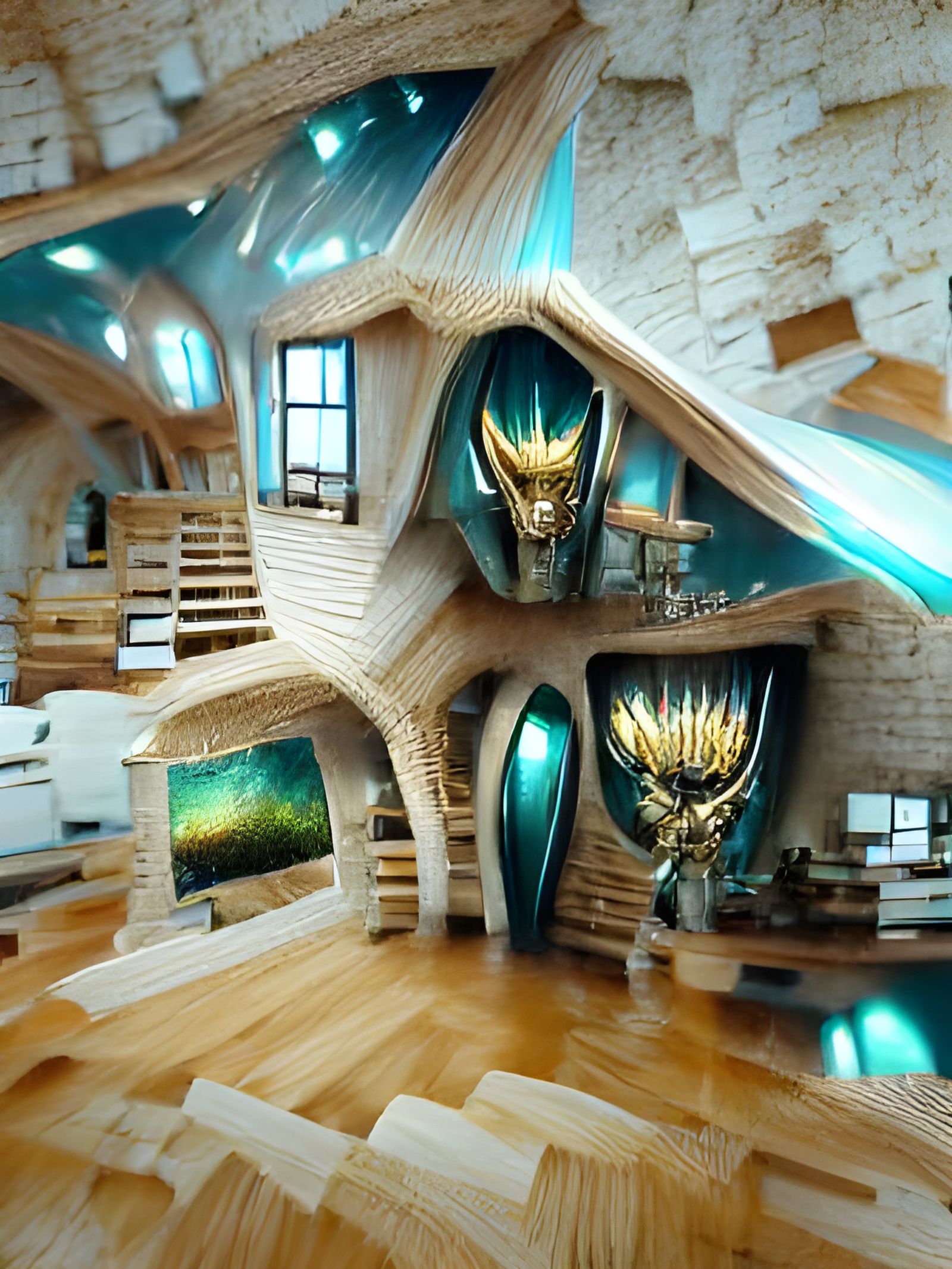 Asgardian House: Bright 3D Rendering in 8k