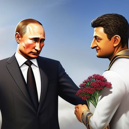 Putin and Zelenskyy Exchange Flowers: Hyperrealistic Splash ...