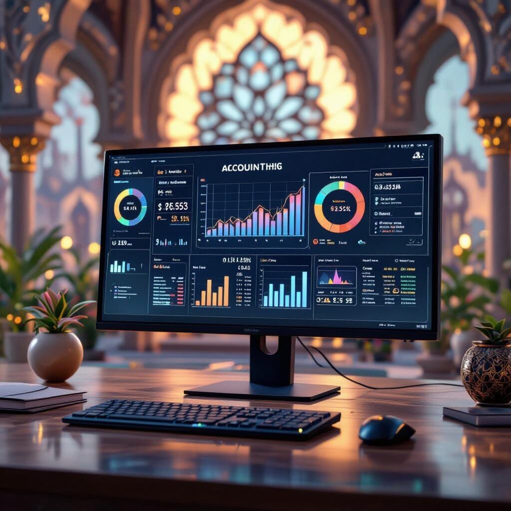 Arabic Accounting Software Interface With Financial Charts