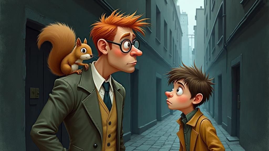 Eric Fruit and Fletcher meet an incredulous street urchin with a face like a smacked arse