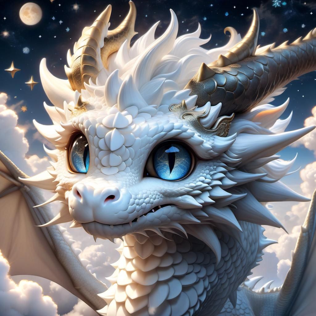 Adorable Cloud Dragon with Luminescent Stars