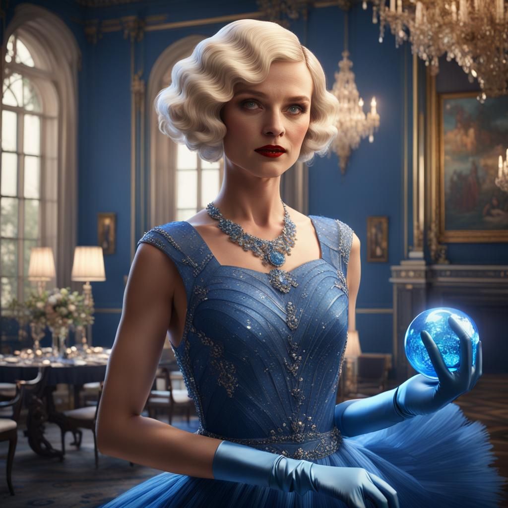 Blonde Woman Dancing at Mansion Party