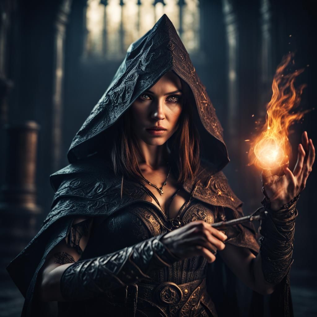 Dark Fantasy Sorceress Ready for Action
