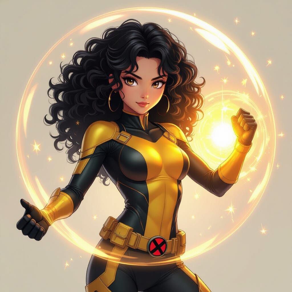 Teen Girl X-Men Golden Force Bubble in 3D Anime Style