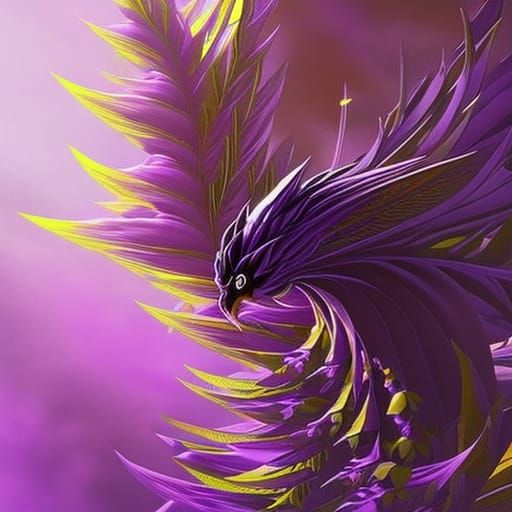 Hyperrealistic Purple Bird in Detailed Concept Art