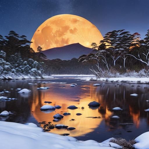 Winter Supermoon Over Tasmania Photography