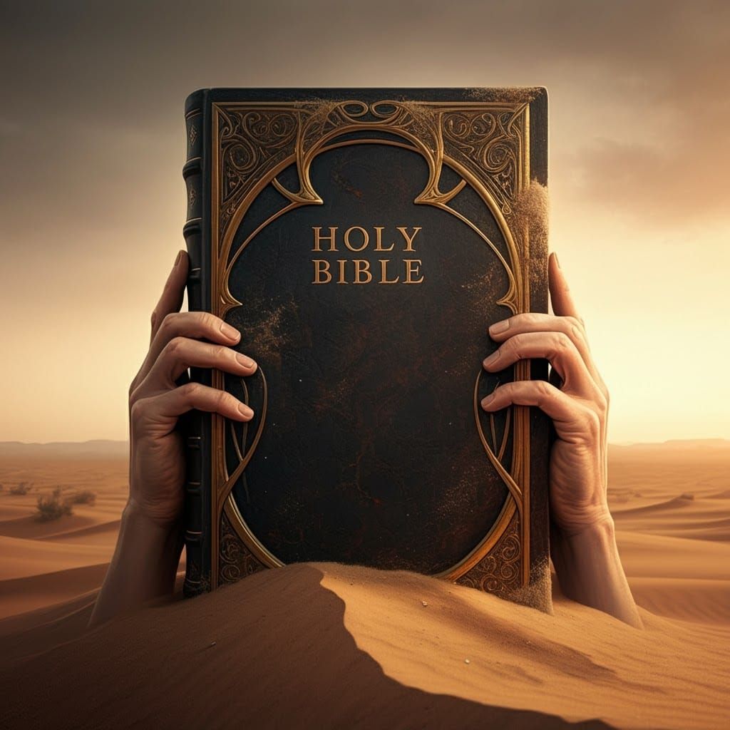 Ancient Holy Bible in Art Nouveau Bronze Frame