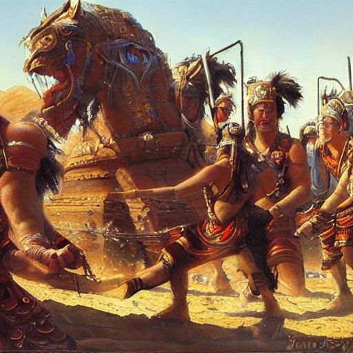 Eight Immortals in Oil Painting Style