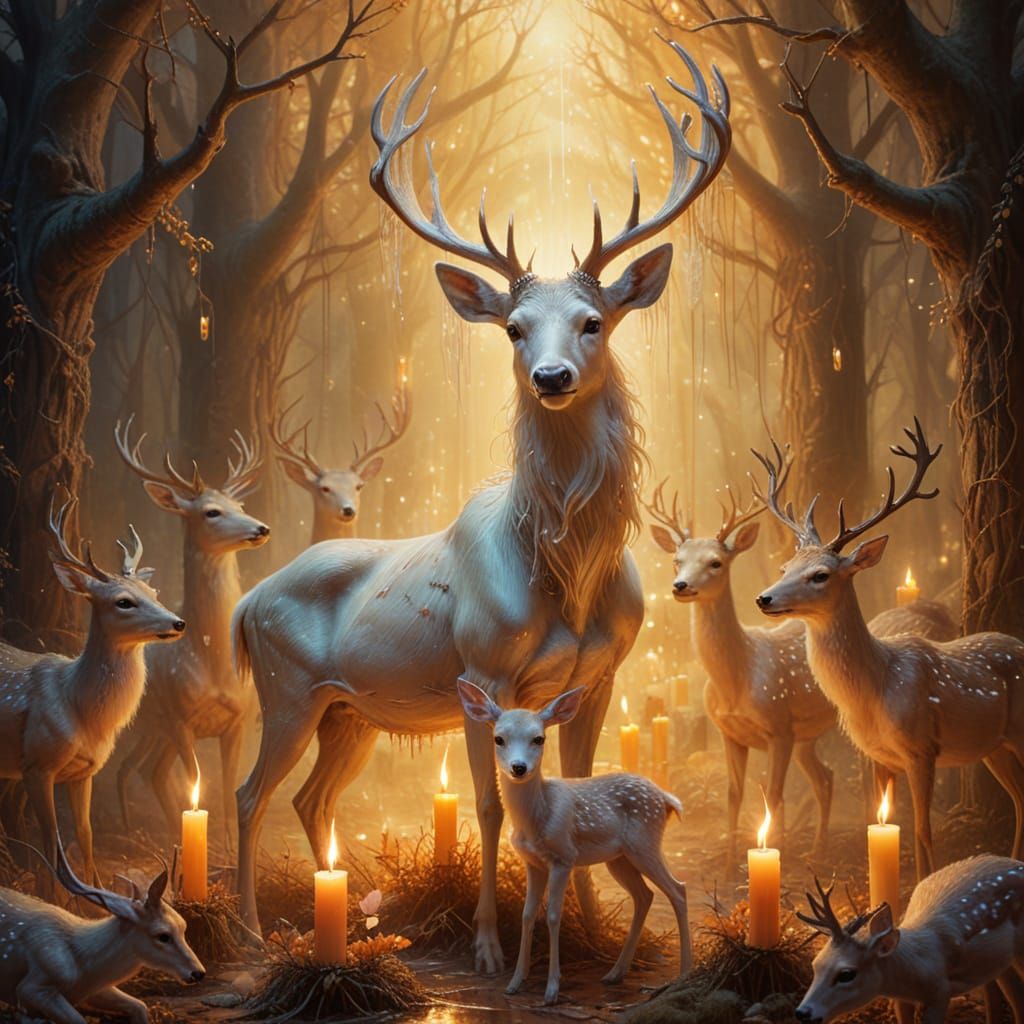 Surreal Crying Ghost in Labyrinth with Deer
