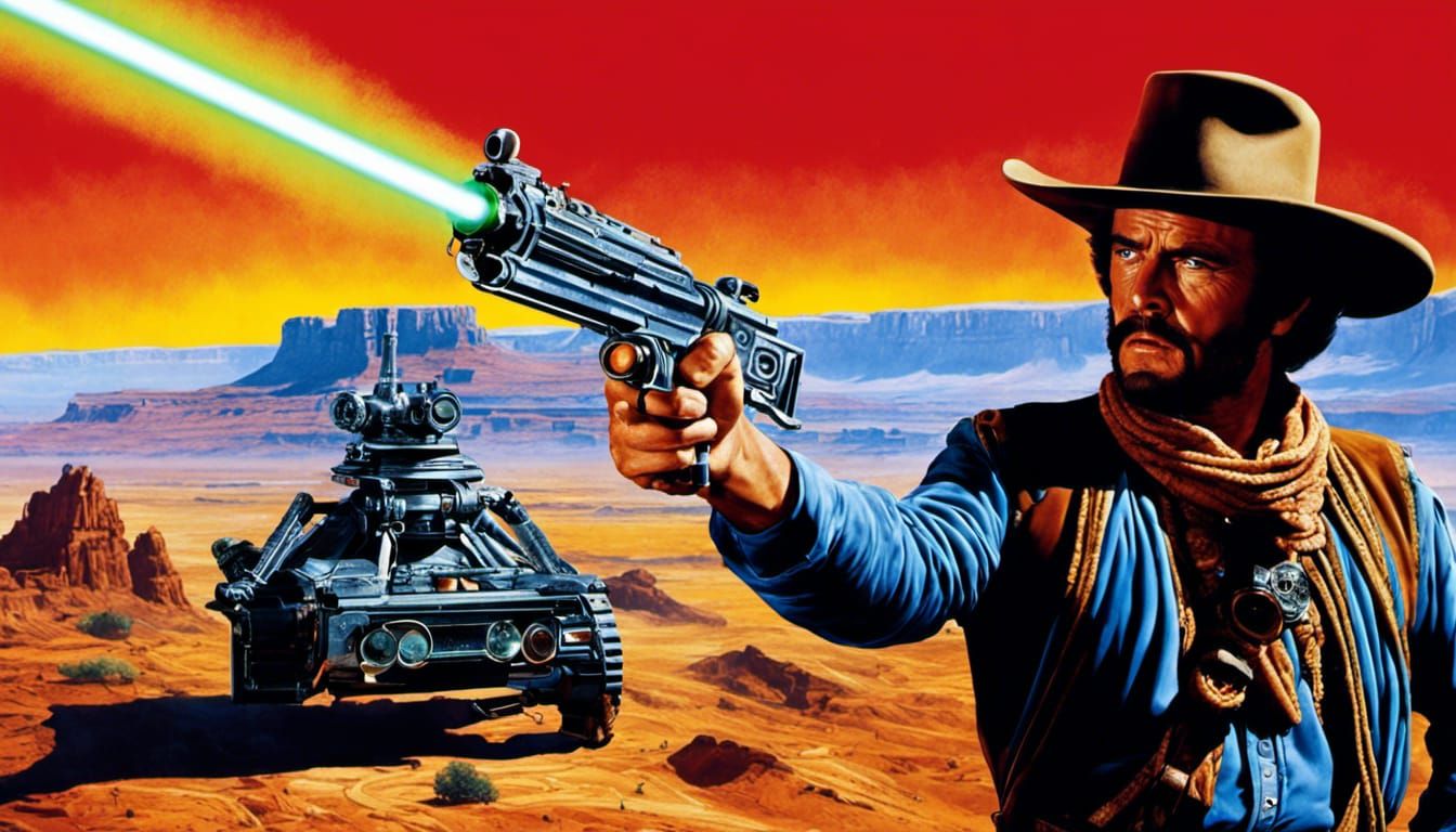Space Spaghetti Western Gunman with Laser Blaster