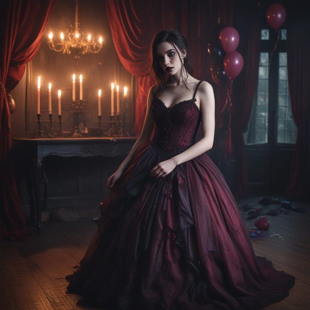 Undead Prom Queen in Moody Gothic Gymnasium