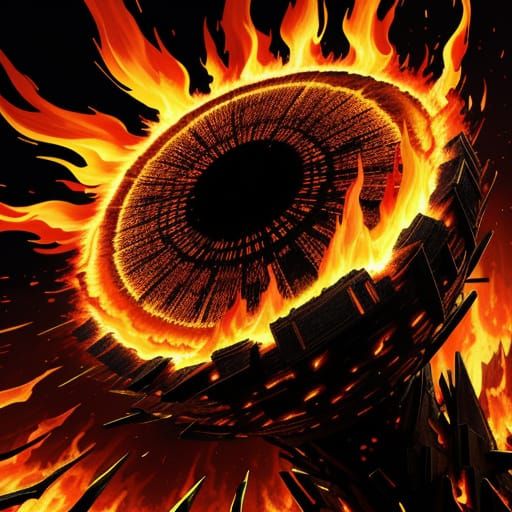 Vibrant Fire with Glowing Embers as Digital Art