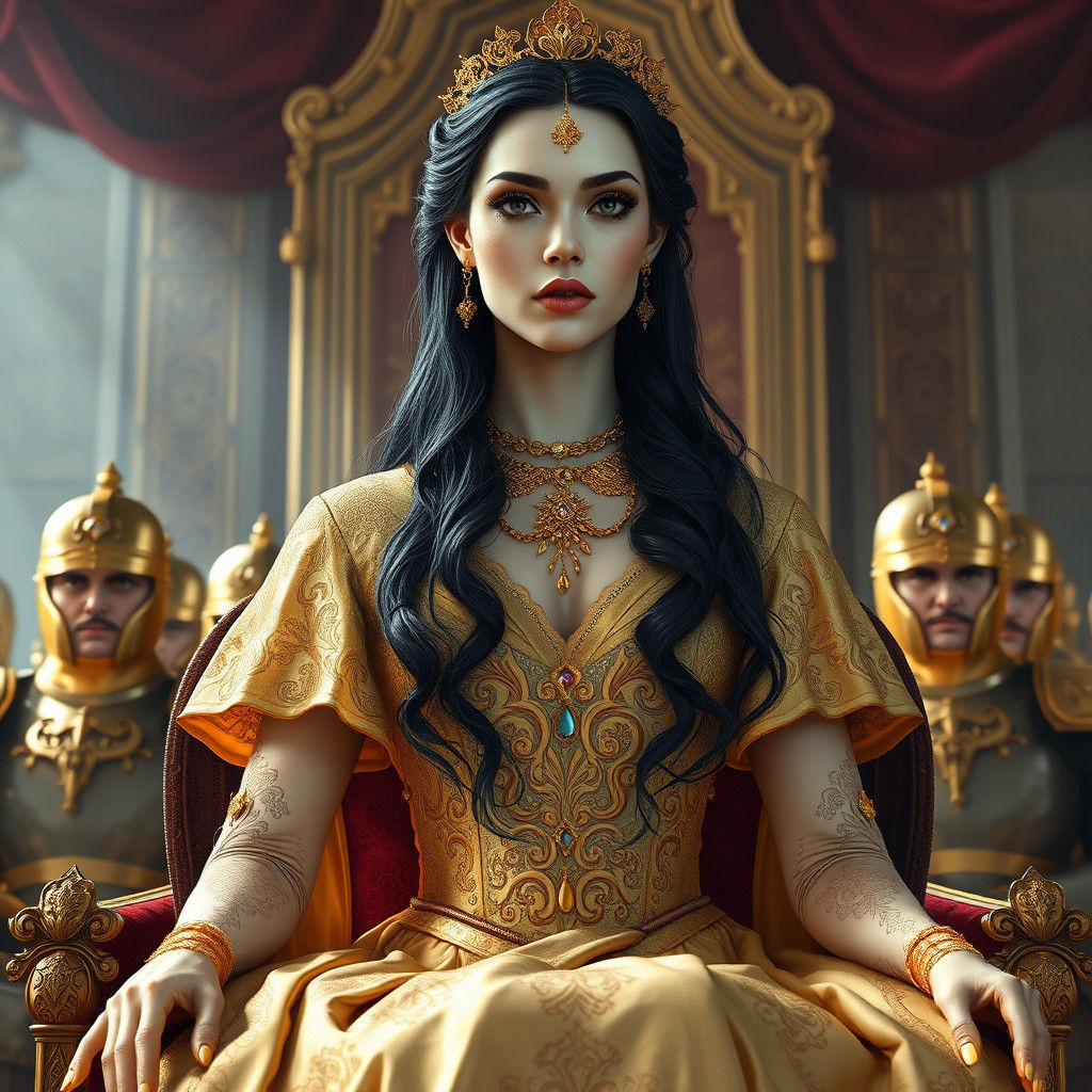 Golden Queen in Opulent Attire, Romanticism Style