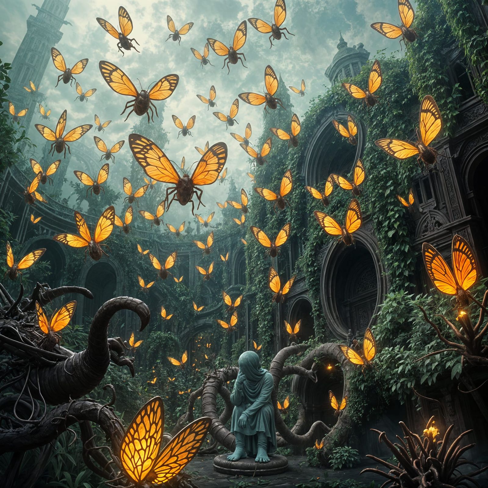 Chocolate Insects Illuminate a Fantasy Garden