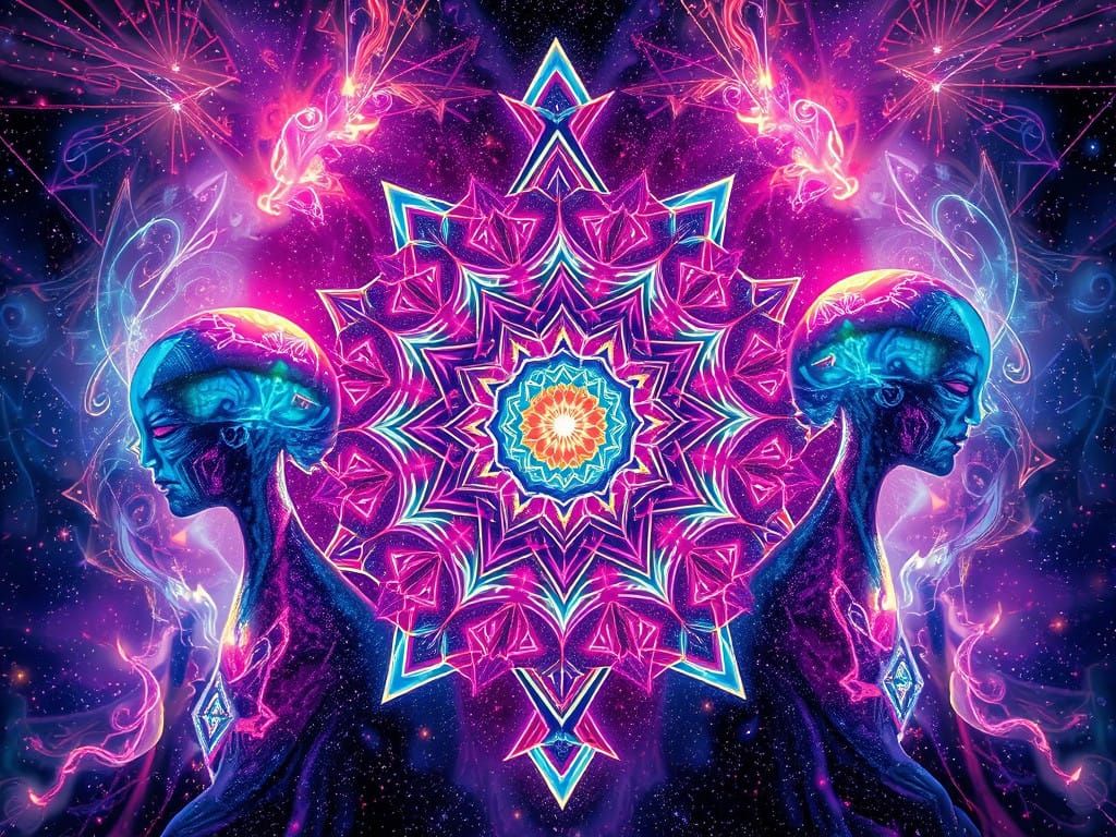 Ethereal Entities Emerge from Cosmic Fractal Mandala