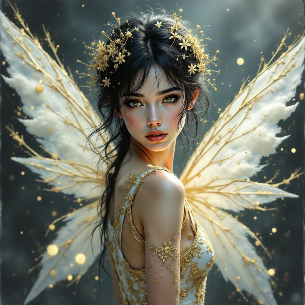 Ethereal Fairy Goddess in Ancient Gold Style