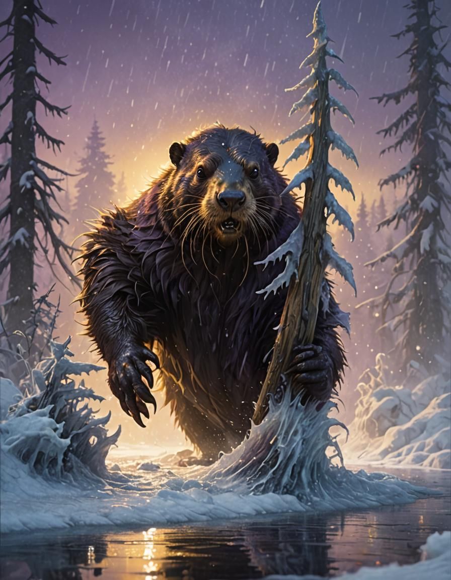 German Beaver Reaper on Ice, Fantasy Art