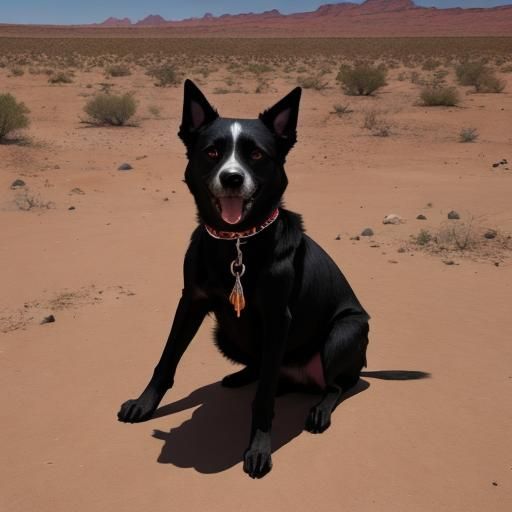 Demented Dog in a Creepy Desert Landscape