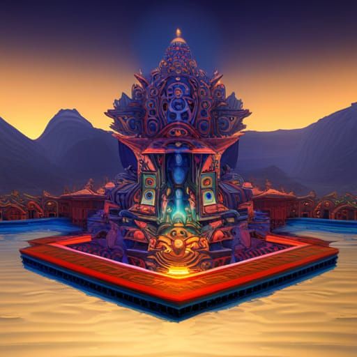 Detailed Yantra Matte Painting in Thangka Style
