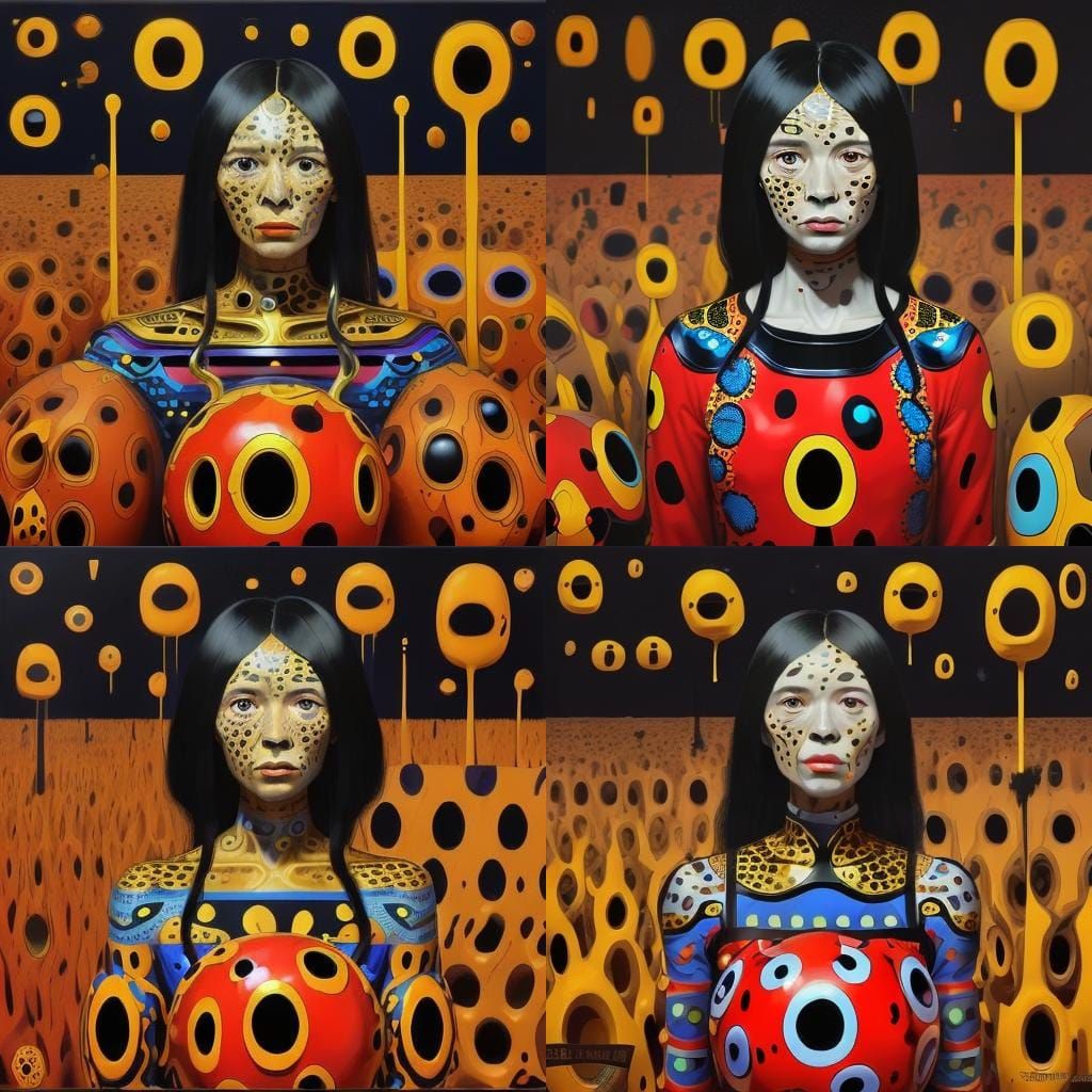 Surreal Polka Dot Portrait in Hyperrealistic Style