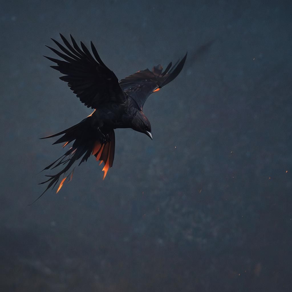 Menacing Blackbird Swoops in Dark Fantasy Art
