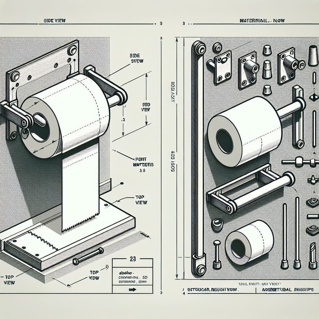 Detailed 2D Schematic of a Toilet Paper Holder