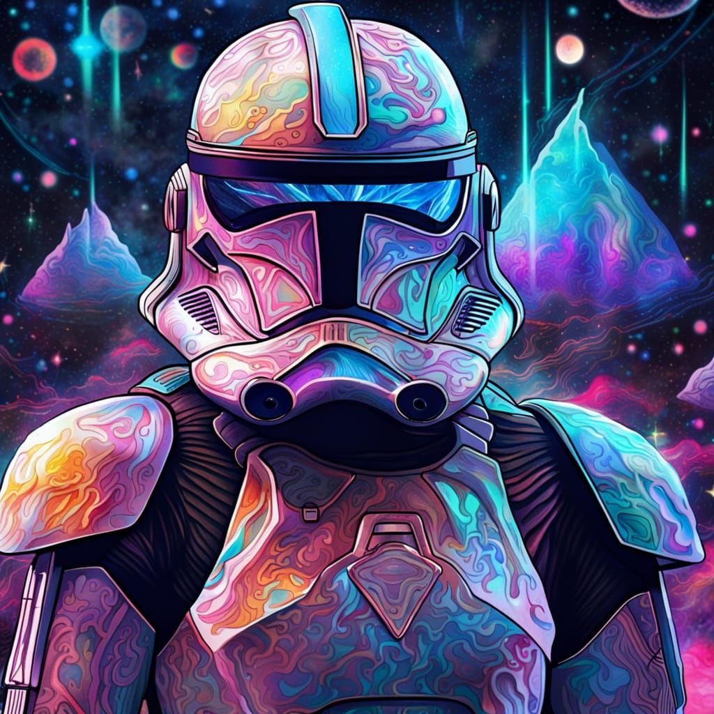 Astral Clone Trooper Illustration in Pablo Amaringo Style